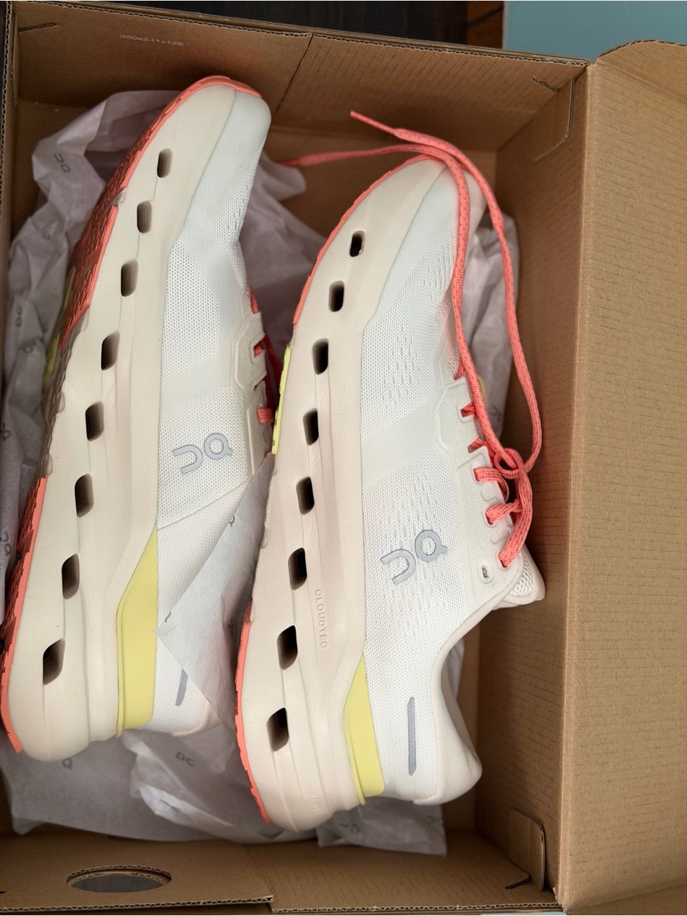 On Running Cloudrunner3 Women's Running Shoe - Cream with Coral Accents - Picture 7 of 11